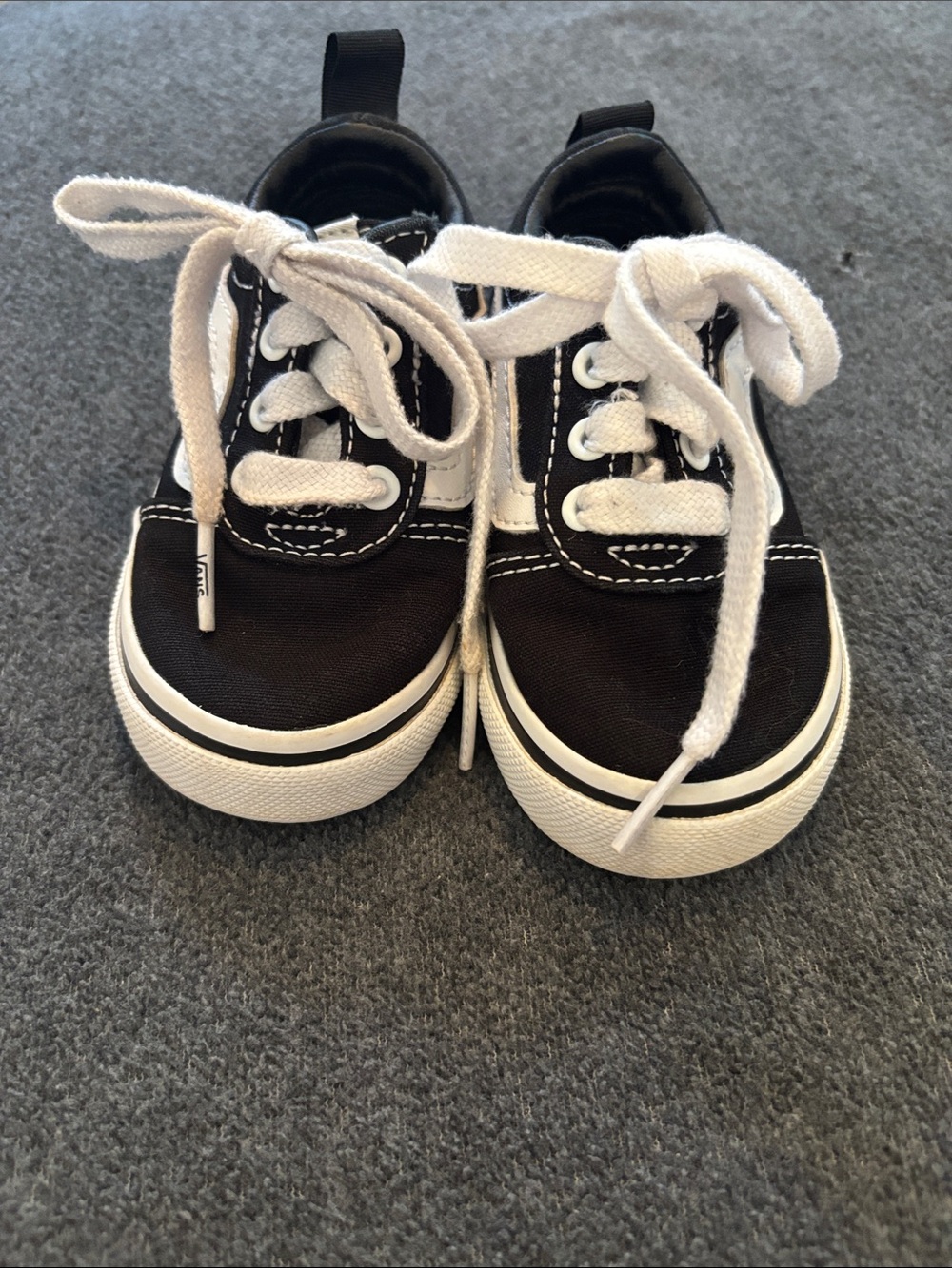 Vans Toddler Black and White Canvas Lace-Up Sneakers